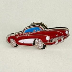 RED CORVETTE SHAPED HAT PIN LAPEL NEW